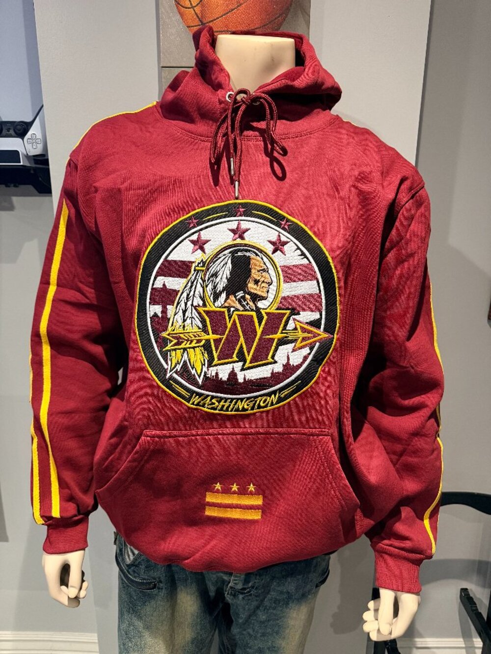 Men’s Custom Washington Football Themed Embroidered Hoodie Sweatshirt
